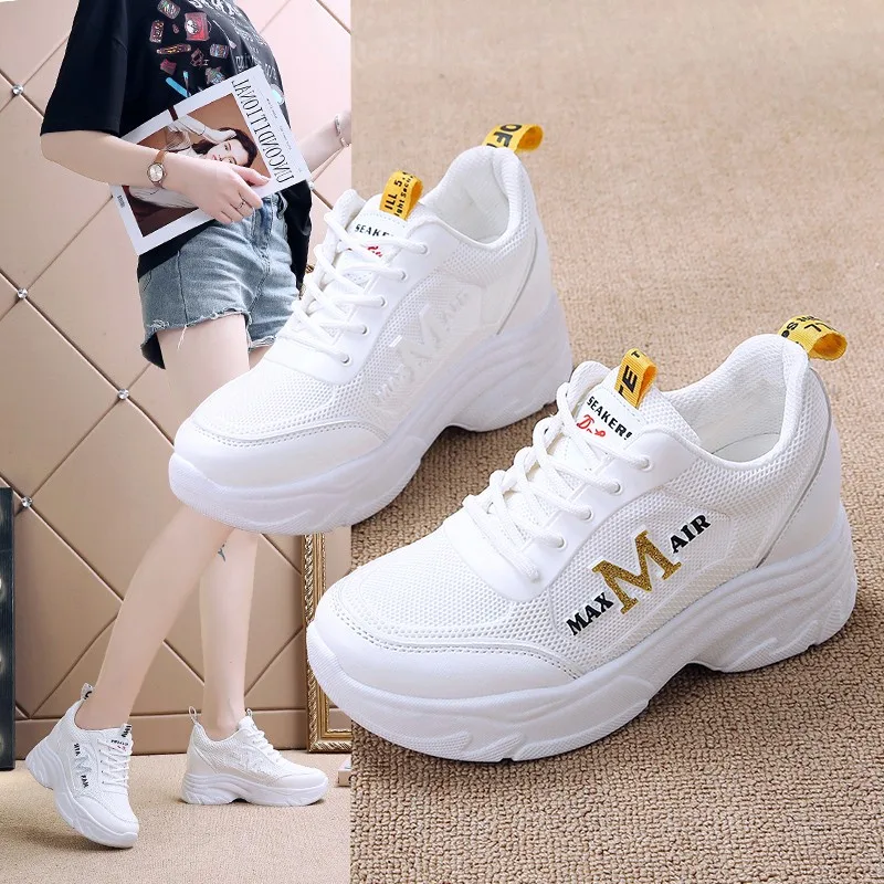 Platform Wedge Sneakers for Women,Lace Mesh Ari