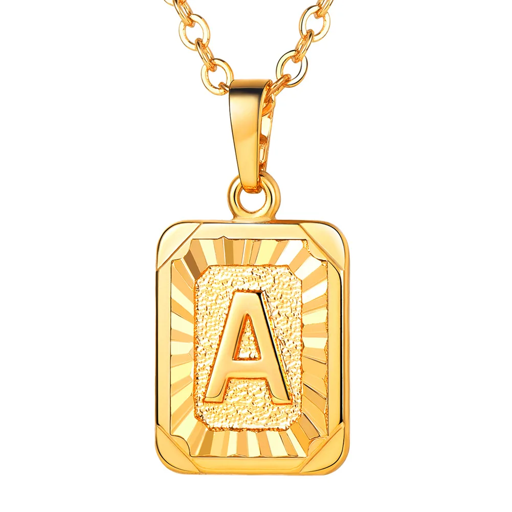 Initial Letter Pendant Necklace Mens 