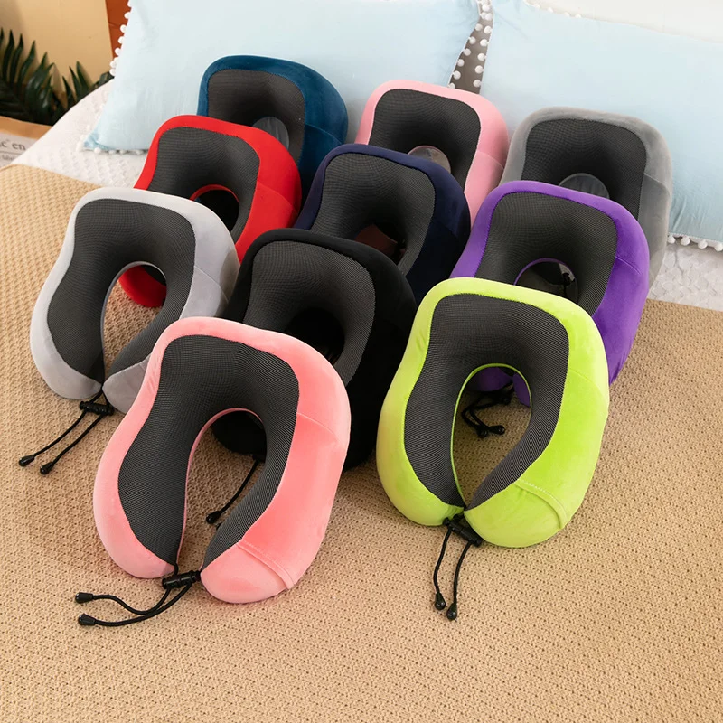 AA Custom Logo Free Sample Neck Pillow with Adjustable Clasp Memory Foam Neck Pillow Set Travel Neck Pillow Travel