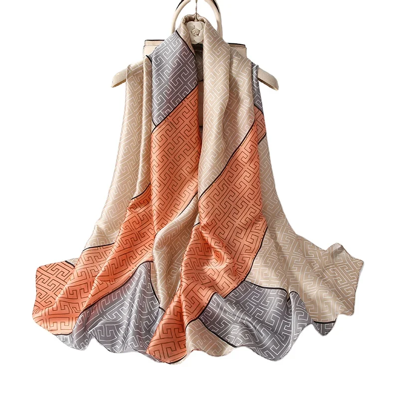 Custom Brand Design Digital Printing  Big  Brand Scarf 2022 New Trending Silk Scarf