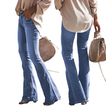 High Quality Hot Wholesale Bell Bottom Wide Leg Jeans Women Denim