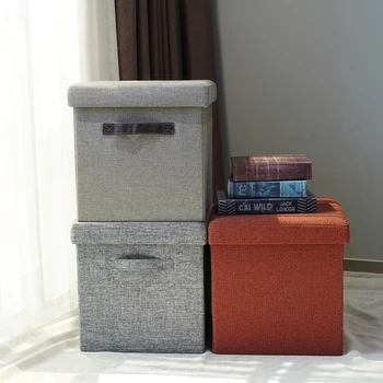 Custom Factory Wholesale Modern Storage Ottoman Saving Space Ottoman Stool Set