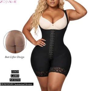 Flattering Slimming Lace-Trimmed Breast-Lifting Snug-Fit Hook-Clasp Tummy Control One-Piece Fajas Colombian Shaper for Women