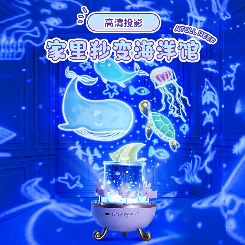 Usb Change UFO Mini Led Creative Kids Room Beside Night Lamp Moon Star Starry Sky  Light Ocean Projector for Christmas