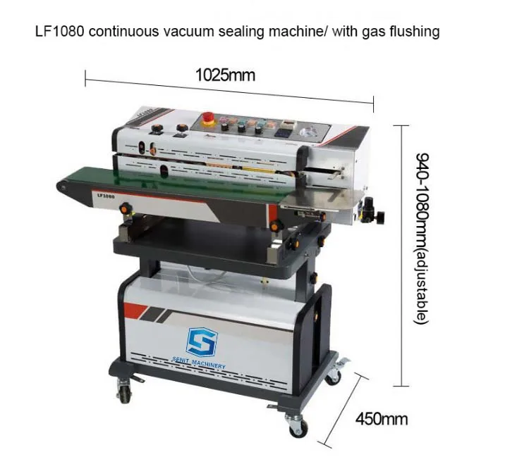 Factory Price Continuous Nitrogen Sealing Machine Gas Potato Chip Bag Sealer with Gas Flushing