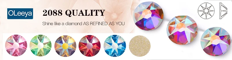 OLeeya Best Quality 2088 Xirius16 Cut 8 Big 8 Small Cut Glass Crystal AB Flat Back Non Hot Fix Nails Rhinestones for Decorations