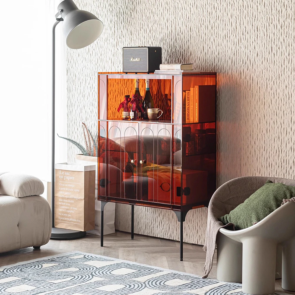 Modern Simple Tall Acrylic Sideboard Storage Cabinets for Home Bar Hotel Kitchen Wine Cabinet & Living Room Corner Application