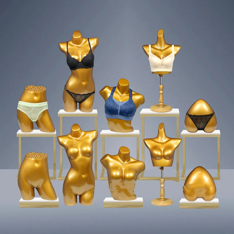 Высокое качество Модный золотой стекловолокно без головы манекен дисплей для демонстрации нижнего белья бюстгальтер бикини