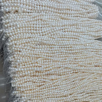 Wholesale high quality loose fresh water pearl , 4-5mm 5-6mm Natural white round shape freshwater pearls for necklace