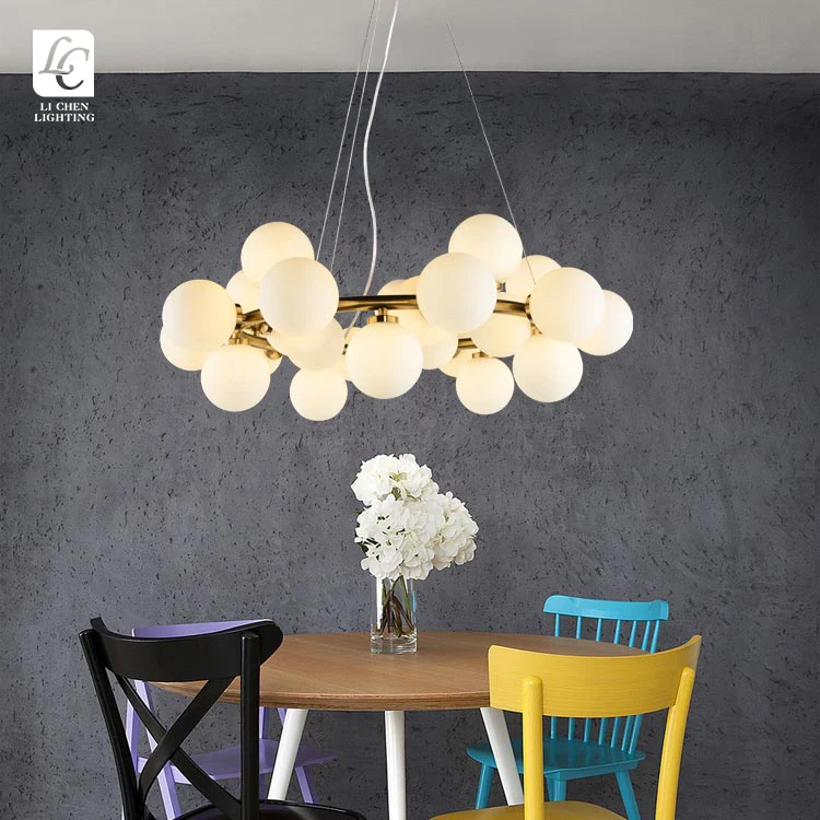 P0005 Contemporary Free-Form Glass Chandelier – Luxury Hand-Blown LED Pendant Light for Living Room