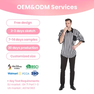 Black White Striped Referee Shirt and Pants Adult Referee Costume for Halloween Cosplay Parties