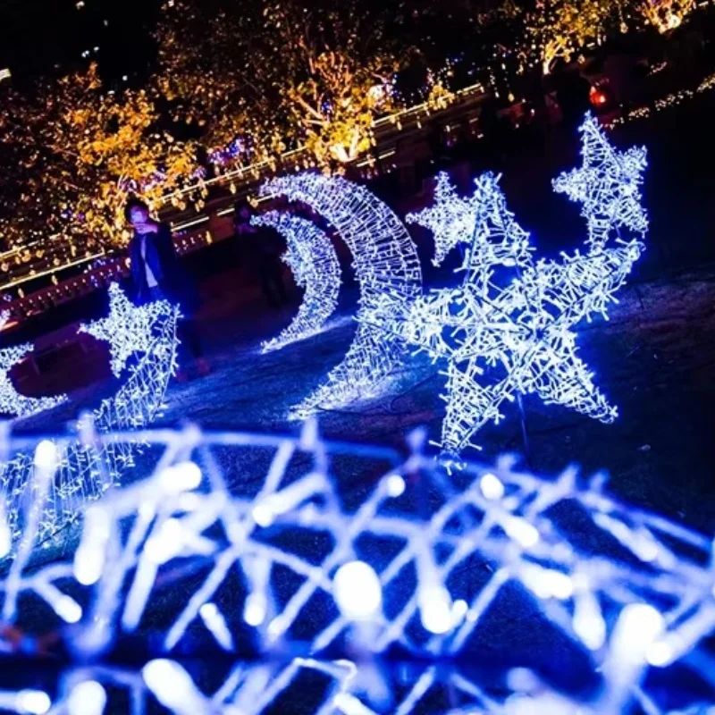 Large Star and Moon 3D LED Street Display Christmas Decorative Lighting for Streets