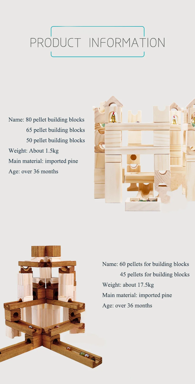OEM Children'S Educational Wooden Marble Track Building Blocks ISO9001