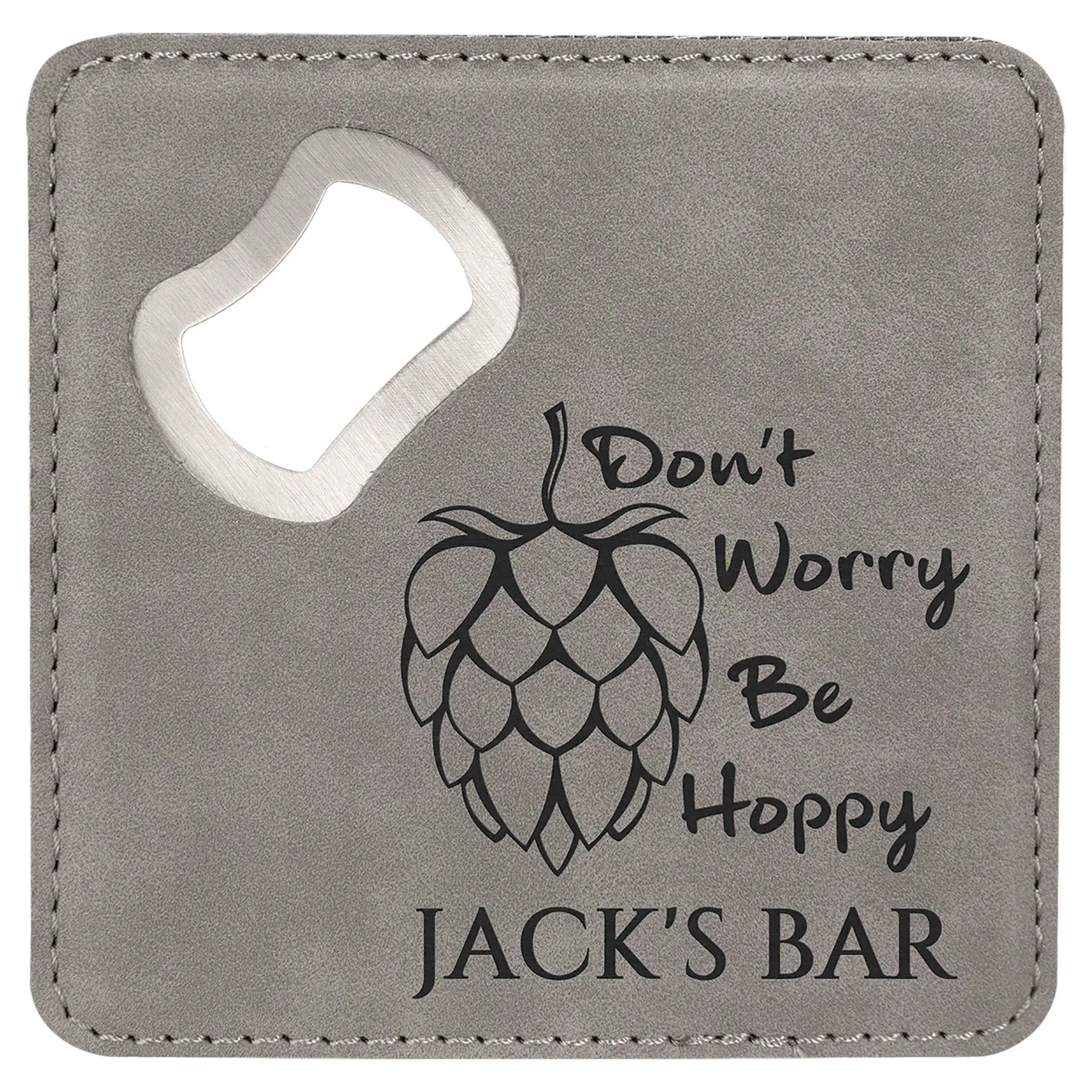 Laserable Leatherette Blanks Bottle Opener Coaster Covered Leather for laser engrave supplier