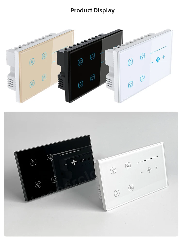 For Tuya Intelligent WiFi Wall Switch 4Gang Lighting Fan Control with Alexa Voice APP Timed Features Max Current 10A Smart Life