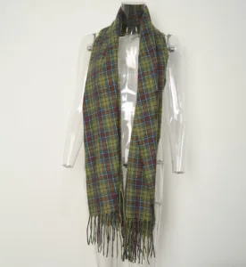 New GGFRIDAY Scarves Vintage Autumn  Atmosphere Tassel Plaid Scarf