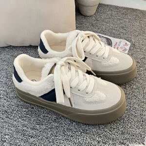 Women 2026 Winter New Thick Bottom Warm Plus Velvet Fur Shoes Outside Wear Cotton Shoes Leisure Hundred Board Shoes