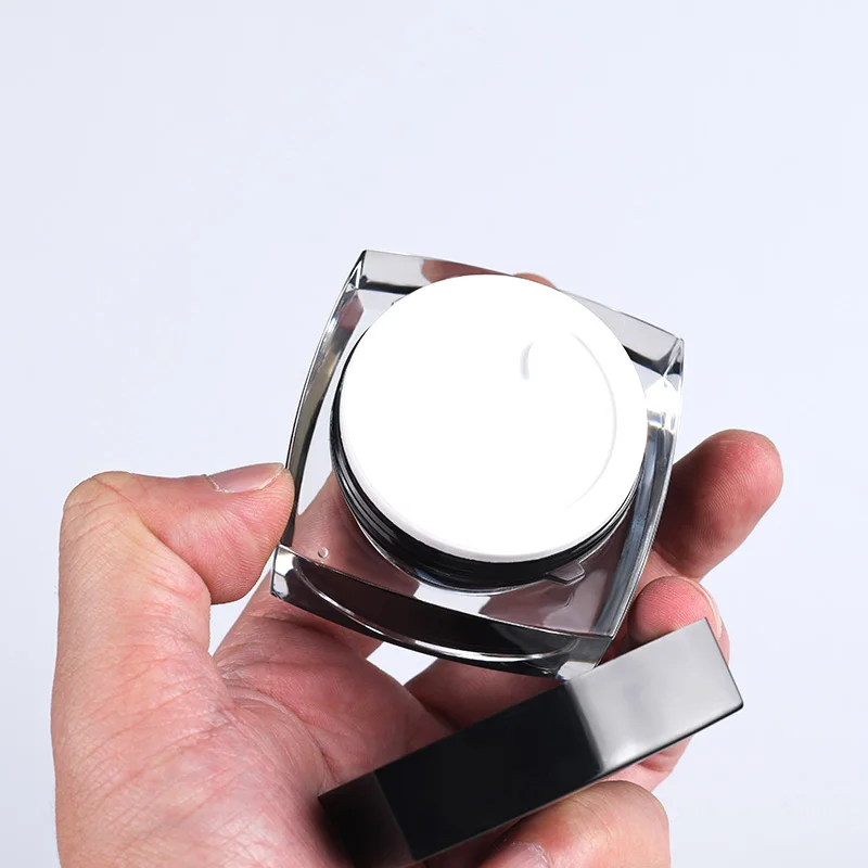 Wholesale cosmetic packaging 5g 10g 15g 20g 30g 50g black empty white acrylic plastic face cream jar