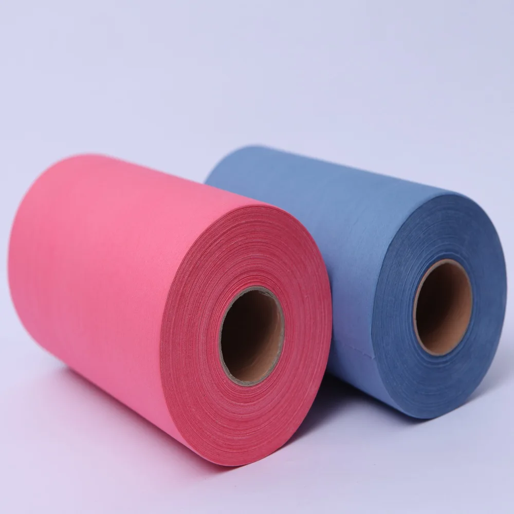heavy duty multifunctional blue disposable wood pulp lint free industrial nonwoven fabric wipes hand cleaning cloth roll