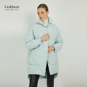 Fashion Shirt Collar Triangle Cutting Line Ladder Hem 90 Duck Down Jacket for Ladies