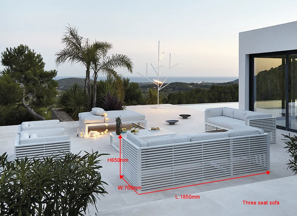 Luxury Metal Aluminum Frame Sectional Sofa Patio Outdoor Garden