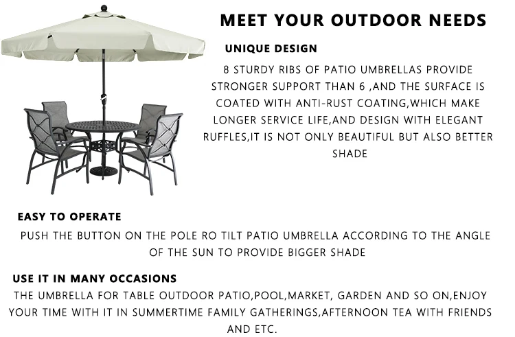 9.8FT Valance Patio Umbrella Outdoor Table Market for Garden Beach Umbrella with Push Button Tilt