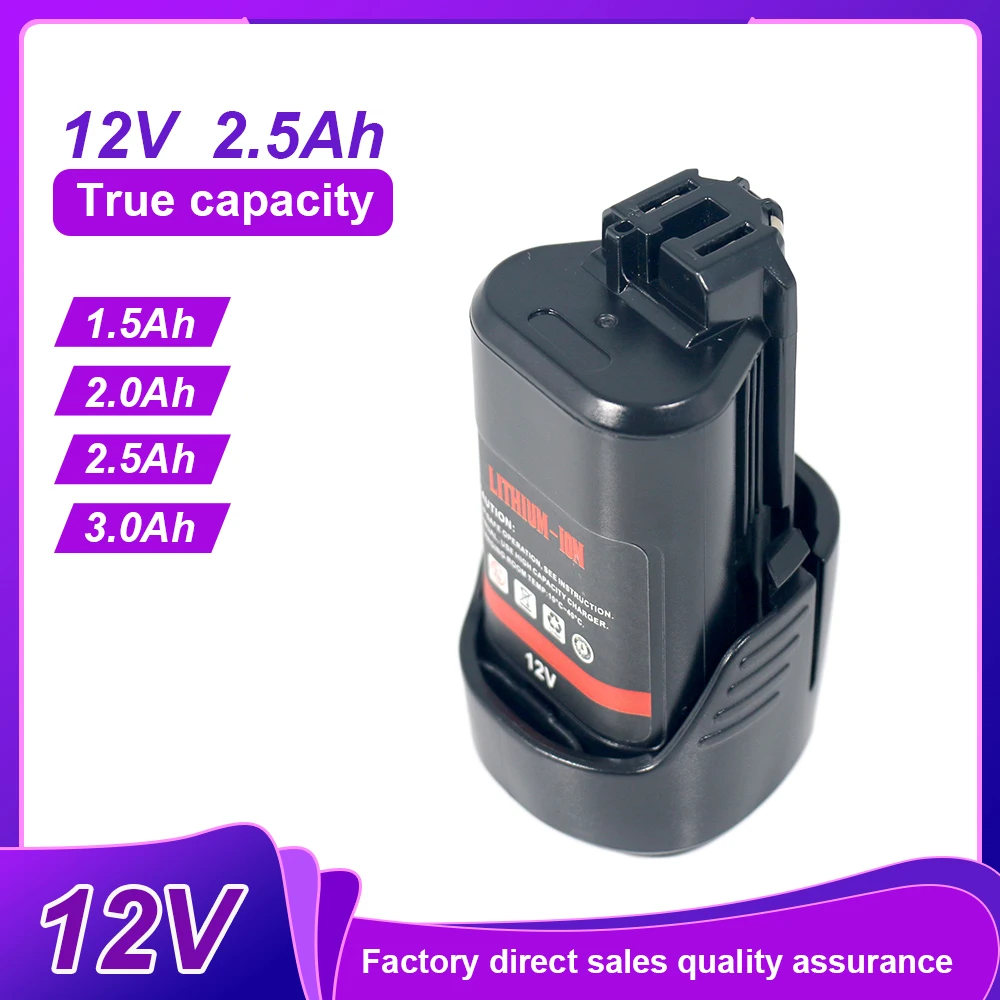 12V 2.5Ah Rechargeable Home Garden 12V Battery Replacement for Bosch BGB12V1 Home Repairs Furniture Assembly