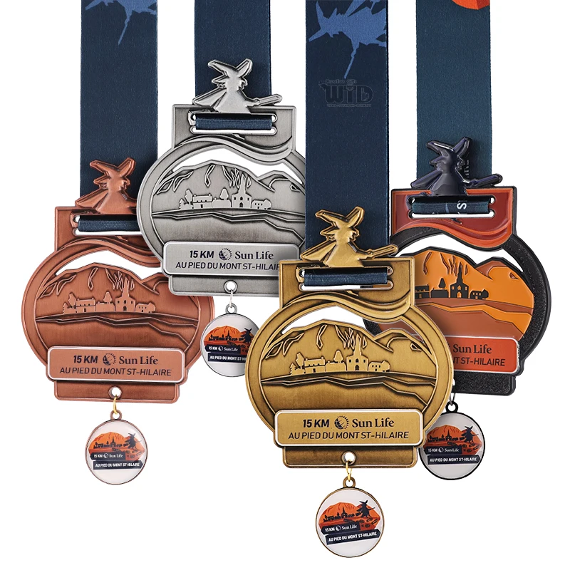 Personalized Marathon Running Challenge Finisher Prize Custom Sports Medal Design in Colored Metal Trophies Medals & Plaques