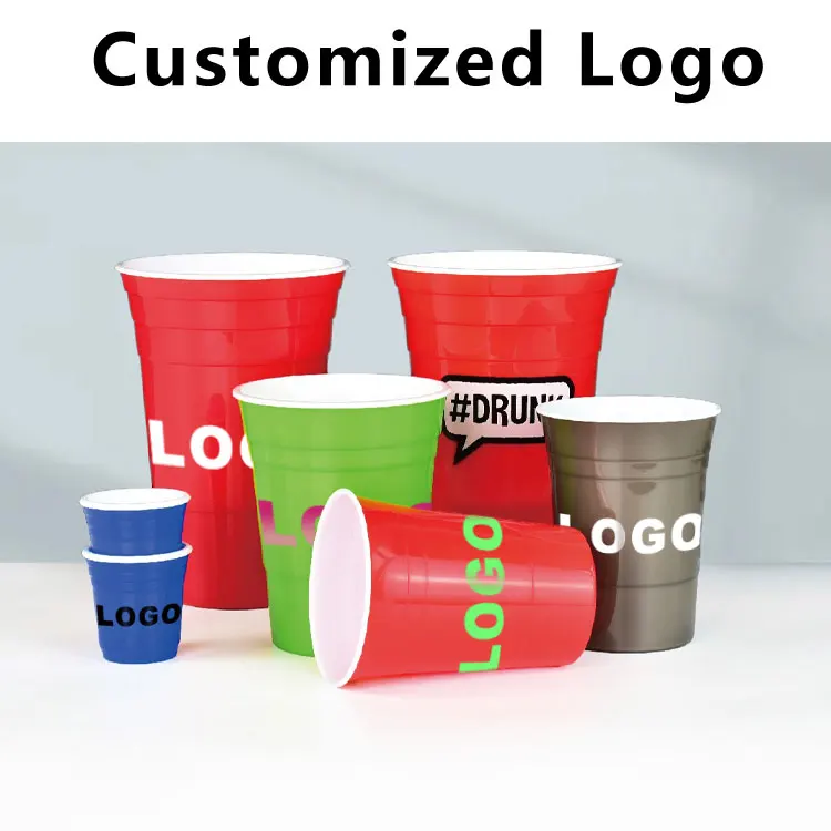 PS/PP Cups Cold Drinks Cola Game Party Custom Disposable 16/18 Oz Plastic Beer Pong Cup