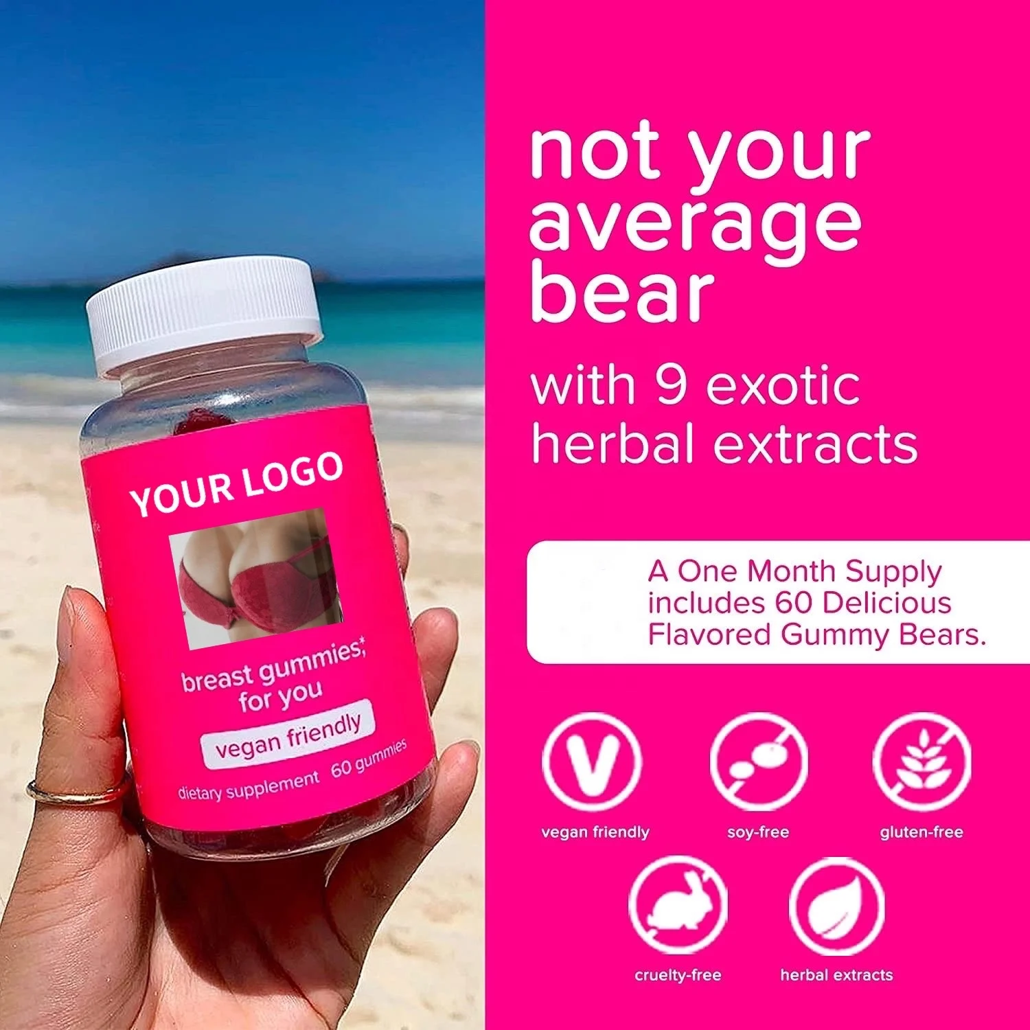 100 Vegan Herbal Extract Big Breast Enlargement Gummy Candies Plus