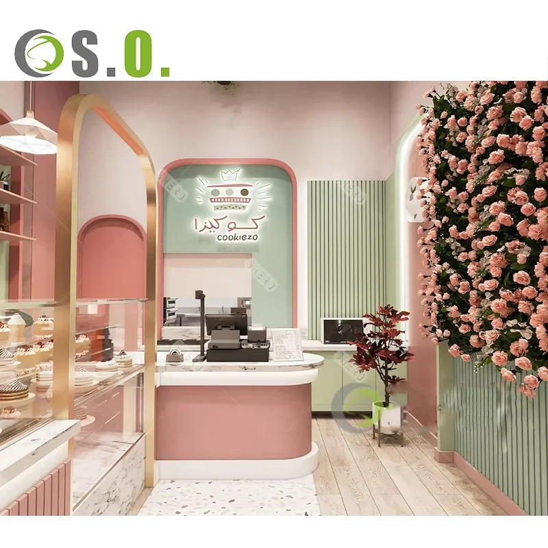 Custom Cake Display Front Desk Cafe Coffee Shop Counter Food Display Bakery Showcase