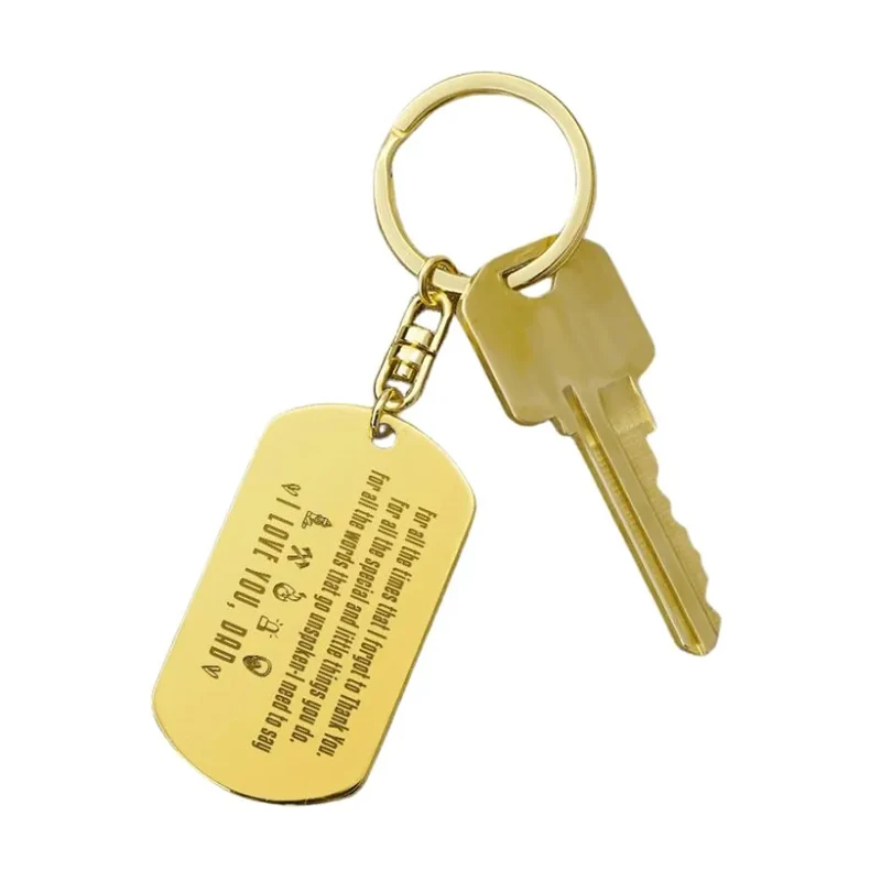 Personalized Stainless Steel Dog Tag Keychain Custom ID Name and Logo Engraved Fashionable Promotional Bag Car Key Holder