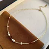 05-f28 Gold natural pearl beaded necklace
