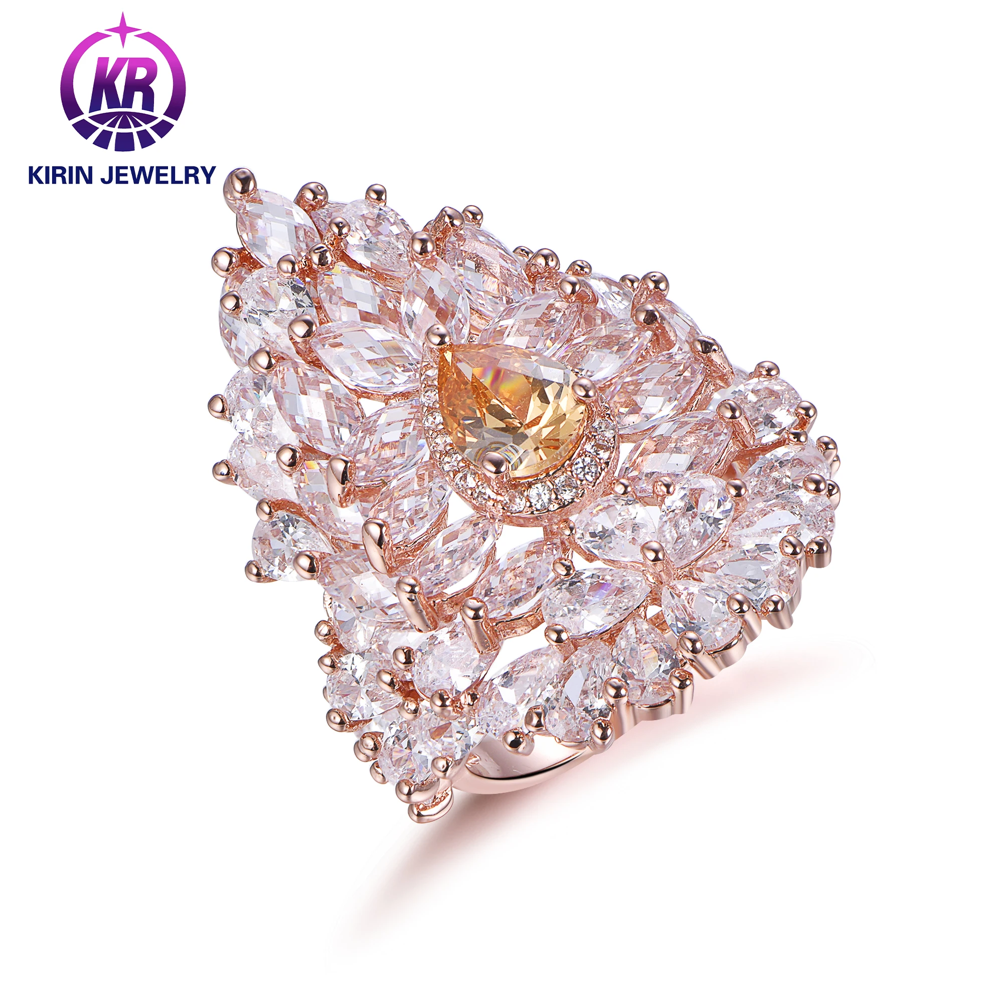 Jewelry Engagement Ring Women's Vintage Rose Gold Diamond Ring Couple Wedding Ring 925 Sterling Silver