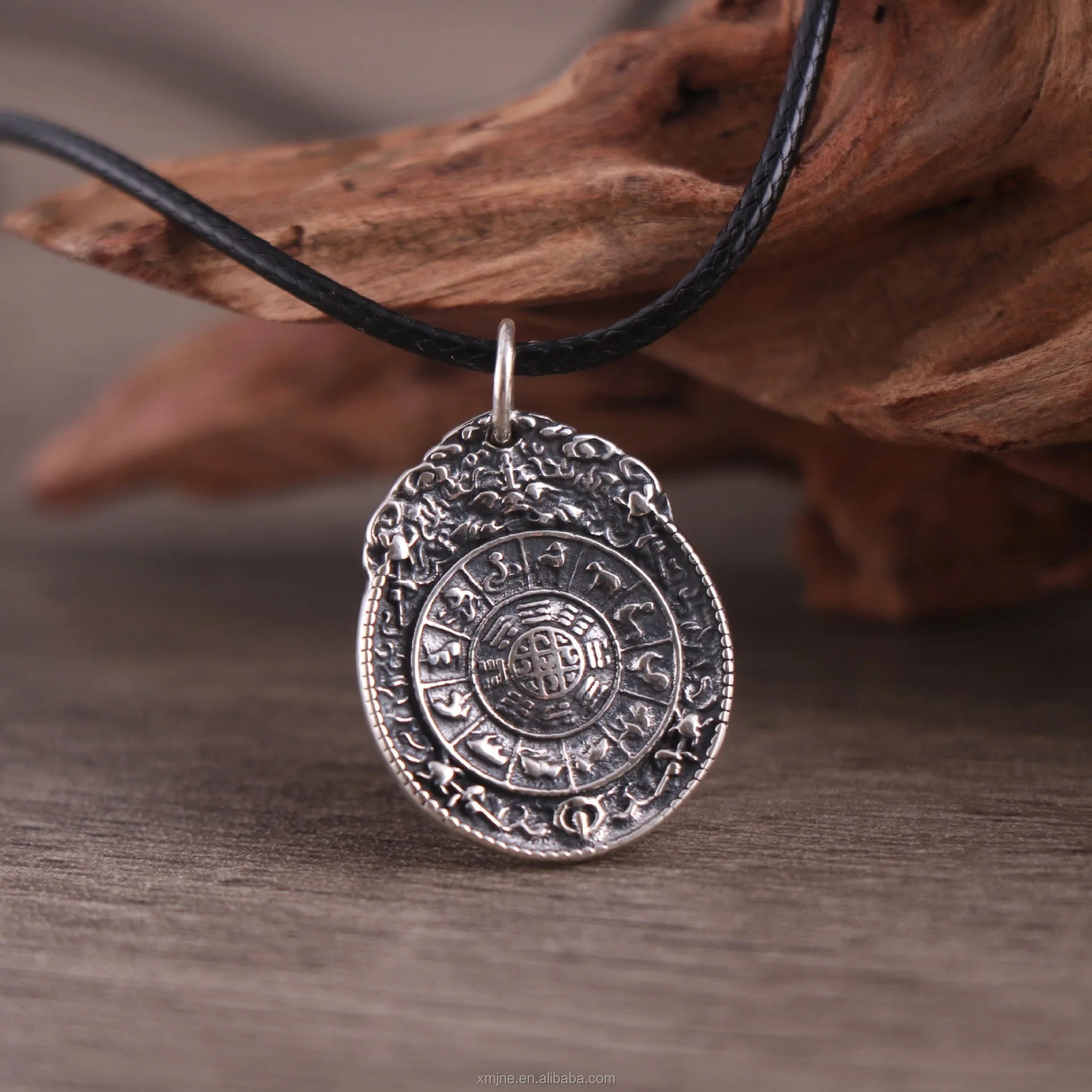 Authenticated Sterling Silver 999 National Fashion Amulet Figure Antique Tibetan Eight Treasures Chinese Zodiac Pendant