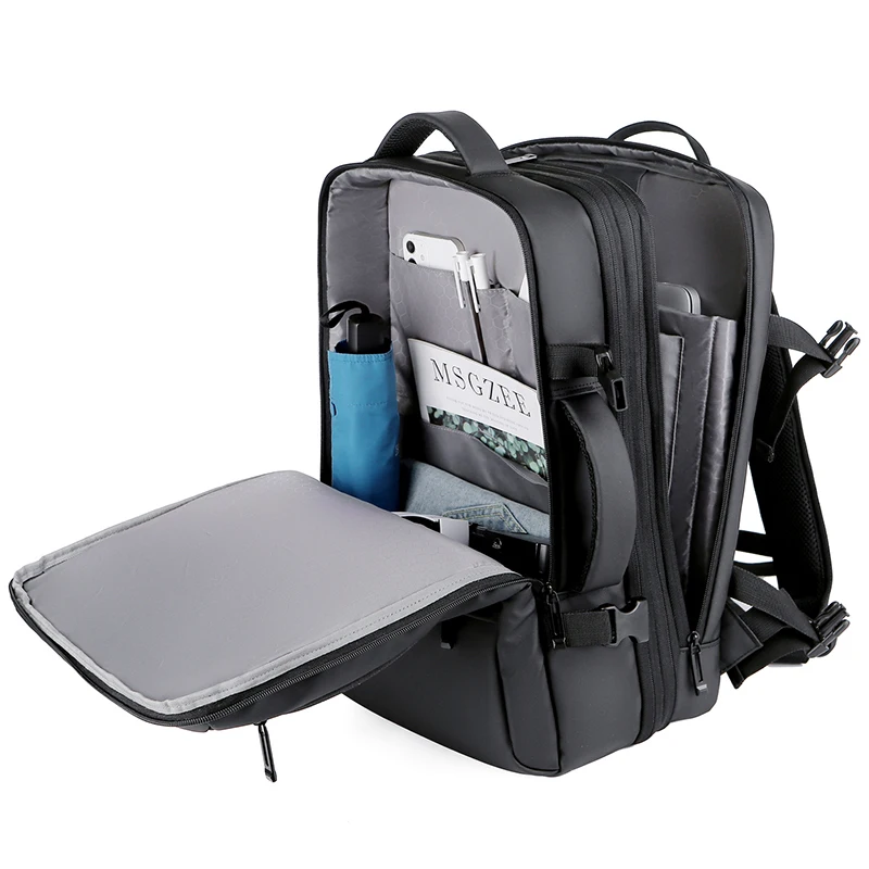 Custom Black Women Office Work Computer Bag Trolley Business Expandable Usb Charger Travel Laptop Bags Backpack for Men