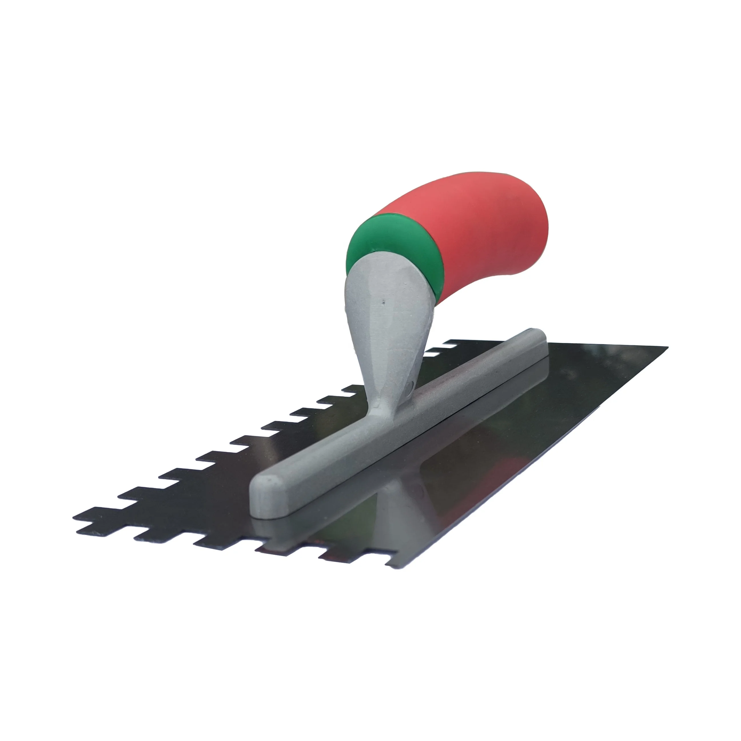 "Carbon Steel Square Notched Trowel with Plastic Handle for Professional Tile Adhesive Application"