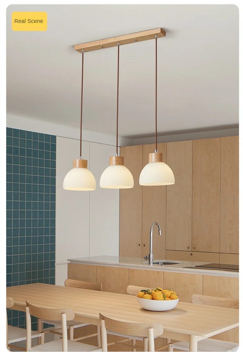 日本现代壁灯风格可调高度悬挂发光二极管酒吧玻璃吊灯,带项目安装中等尺寸