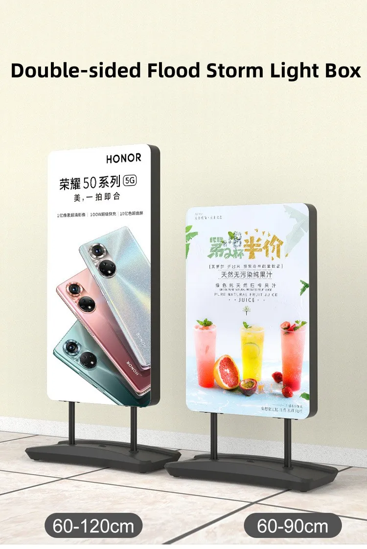 Free standing lighted sign holder led menu display heavy duty slide in poster stand factory wholesale