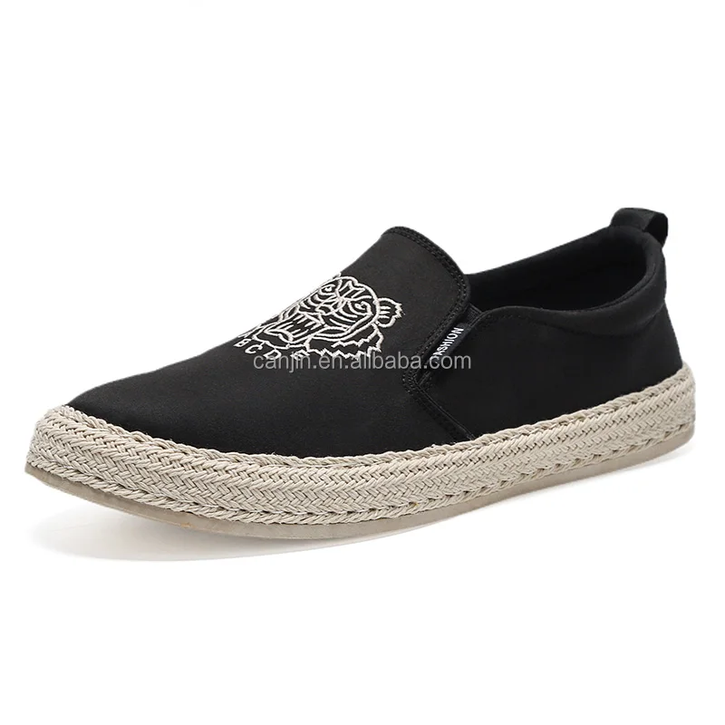 black espadrille slip ons