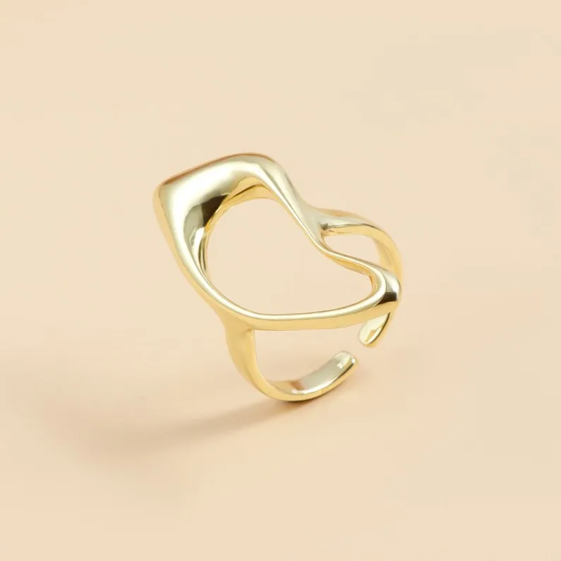 Instagram Fashion Light Luxury 18k Gold Geometric Shape Trendy Adjustable Opening Ring for Women