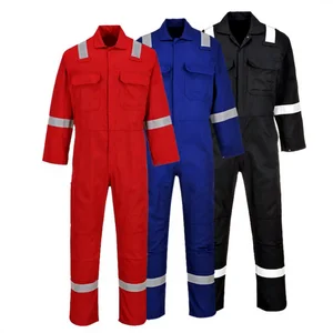 OEM Industrial Uniform Jumpsuit Mechanics Construction Flame Retardant Overall FR Aramid Fire Resistant Reflective Coverall
