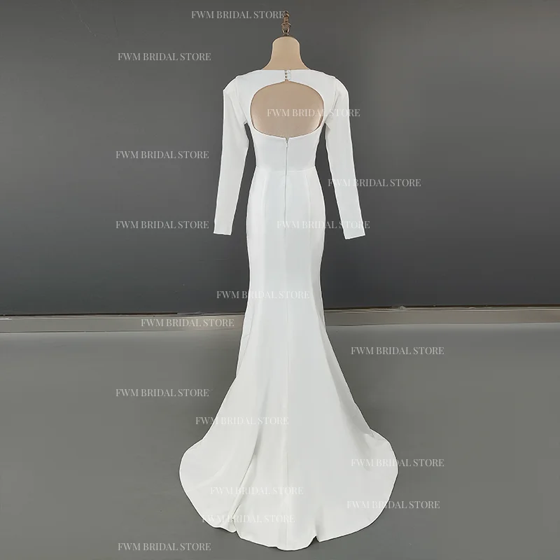 knee length dresses for ladies Long Sleeve Grey Prom Dresses Embroidered Engagement Dress FD1654 –  Viniodress main image 1