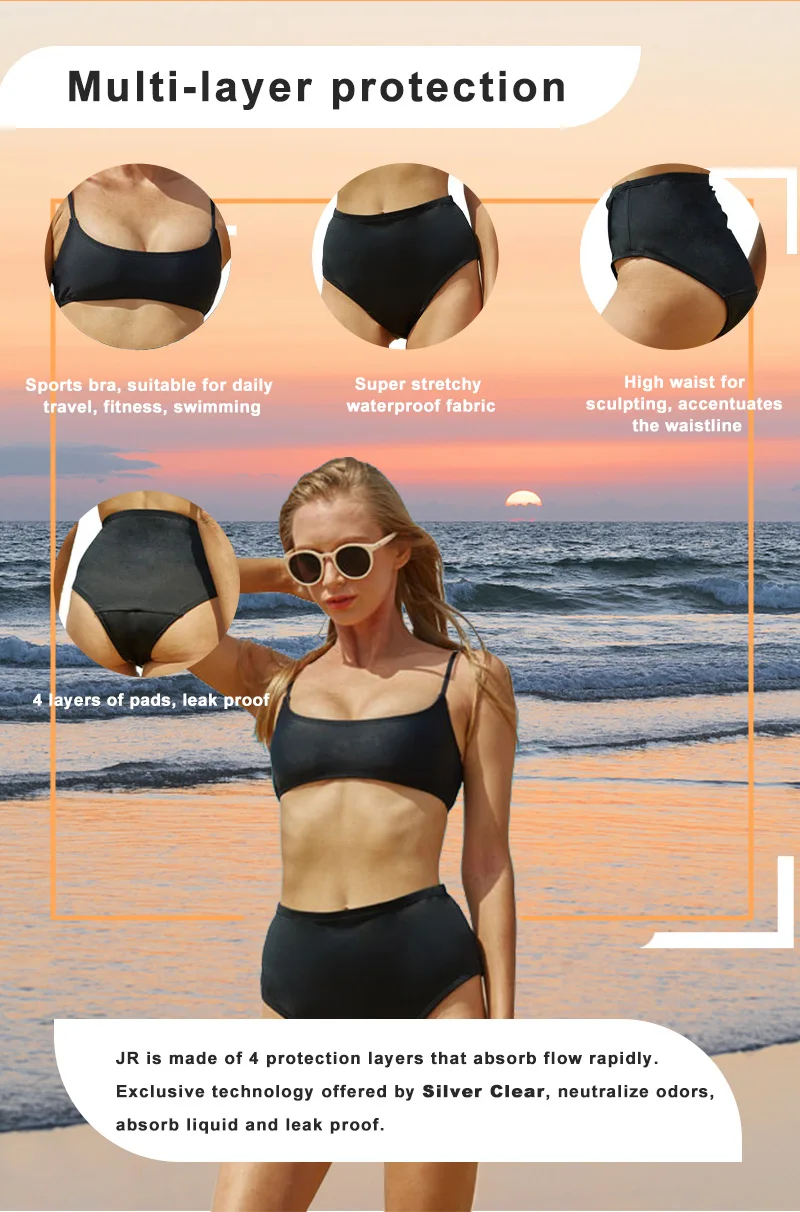 2022 New Arrivals High Waisted Menstrual Period Proof Swimwear Bikini