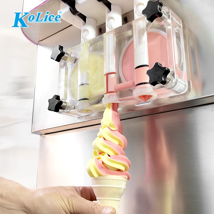 Kolice Good Quality Three Flavor Soft Serve Ice Cream Maker Machine  CE Big Capacity