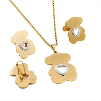 High Quality 18K Gold Plated Stainless Steel Cute Dubai Jewellery Indian Bridal Earring Sets For Women Jewelry