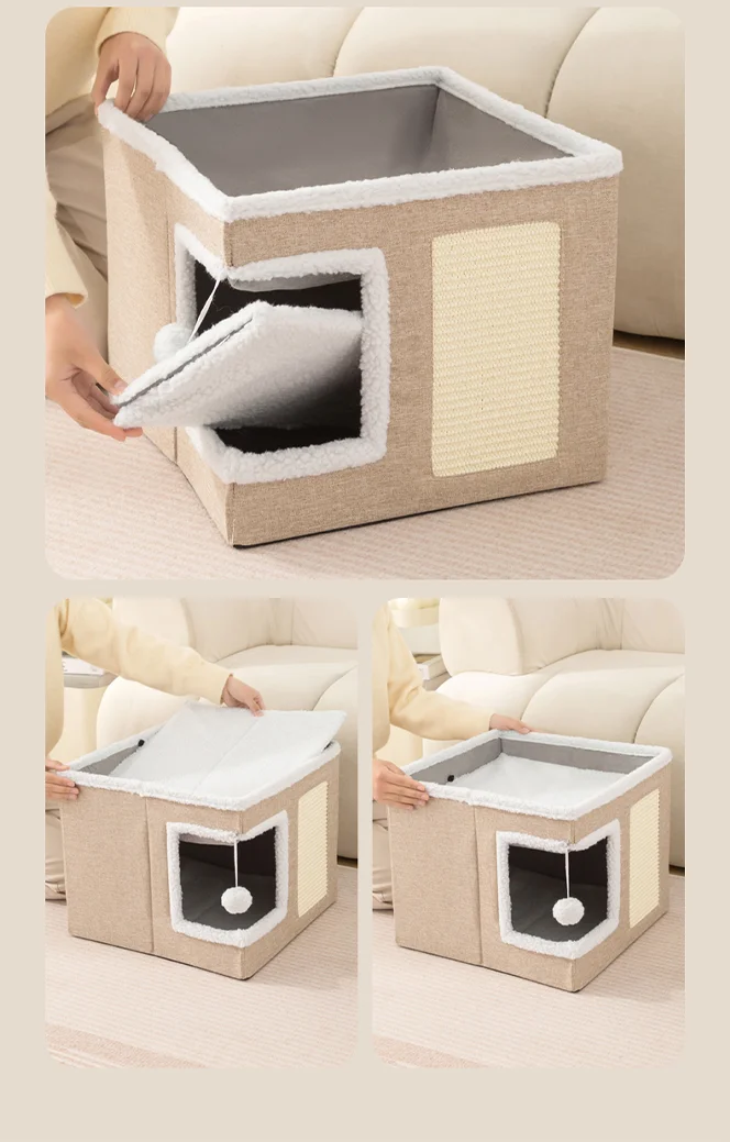 Multi-Level Washable Cat Wigwam Lounge Pet Bed for Cats and Small Pets Cat House Cat Playhouse Pet Cat House factory