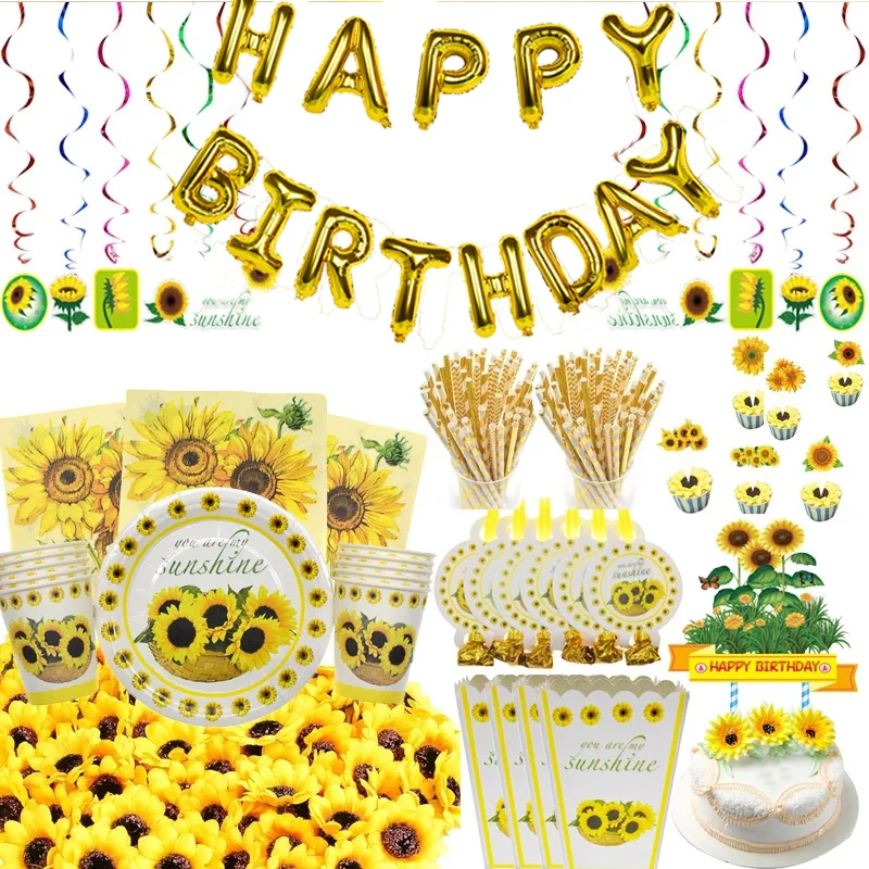 Sunflower Birthday Decorations Set Supplies Sunflower Happy 