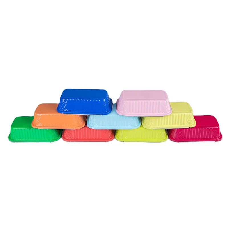 Eco-friendly Food Service Takeaway 8"  Baking Use Tin Pans square Wrinkwall Colored Disposable Aluminum Foil Snail Tray