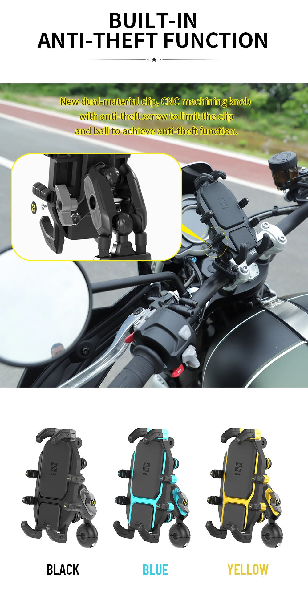 Anti-theft Motorcycle Phone Holder Motorcycle Phone Mount Holder Scooter Bicycle Motorcycle Mobile Phone Holder details